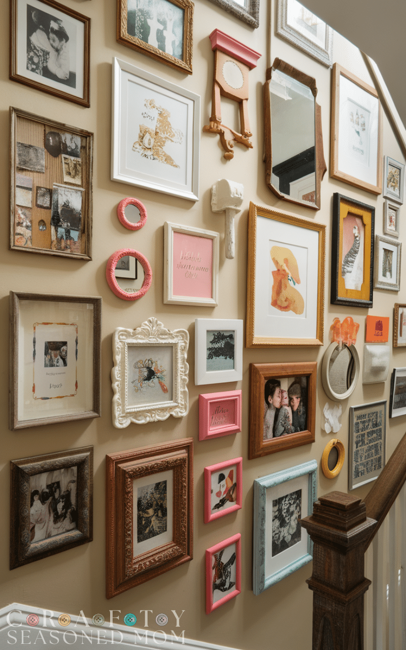 15 Best Stairway Wall Decor Ideas Using Recycled Frames